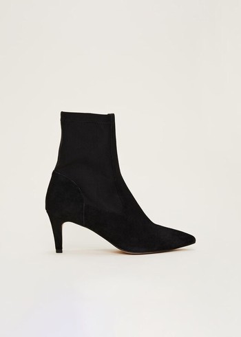 Phase Eight Suede Sock Boots Black Canada | BPJGDU-264